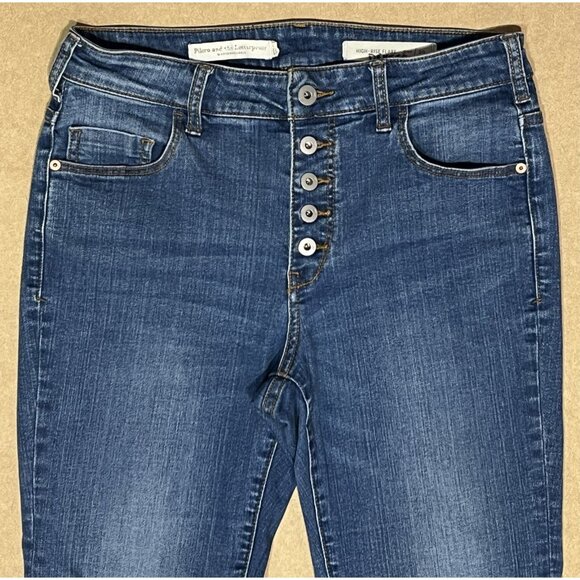 Pilcro Anthropologie High Rise Flare Jeans Size 29 Stretch Button - Picture 3 of 13